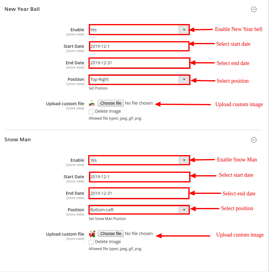 Christmas Snowfall Effects - change configuration settings1