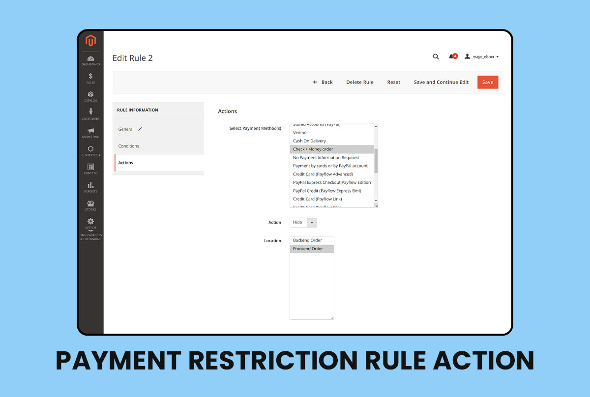 Magento 2 Payment Restrictions - add new rule action