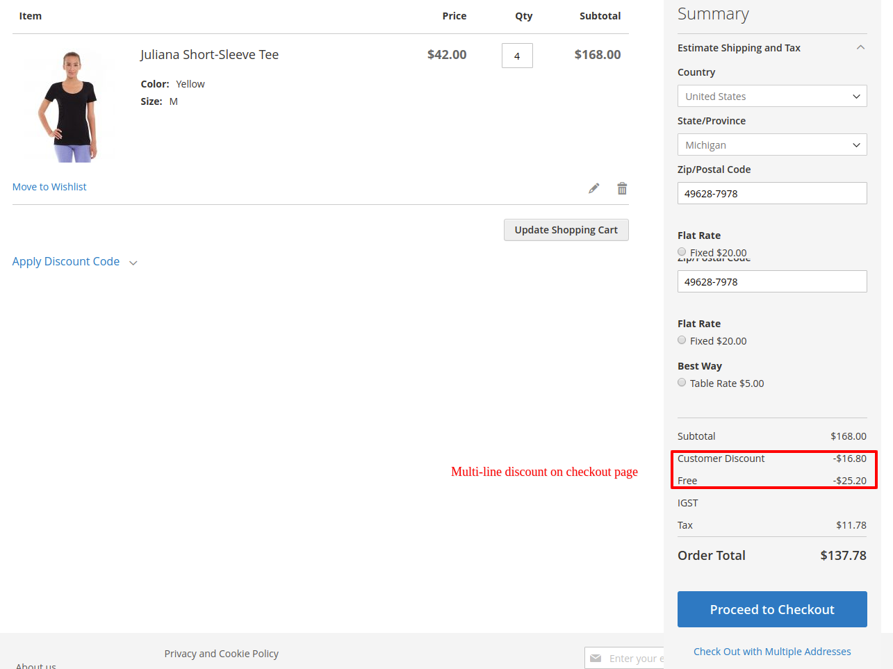 Multiline Discount - cart page discount