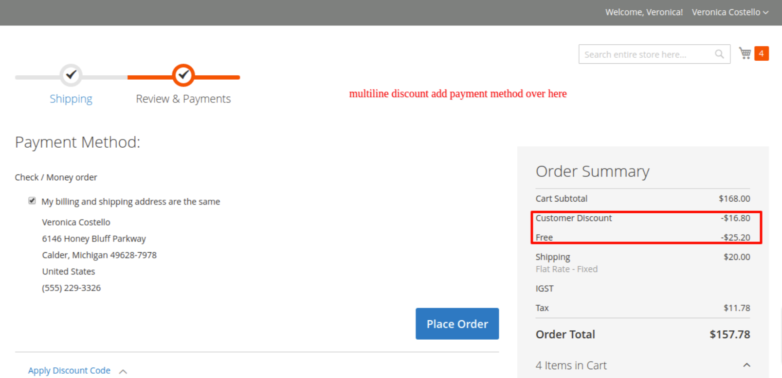 Multiline Discount - discount add order summary