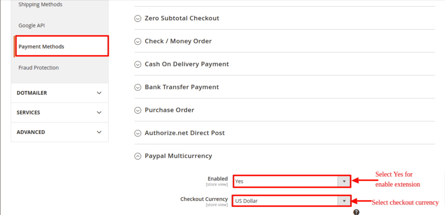 PayPal Multicurrency - change paypal configuration