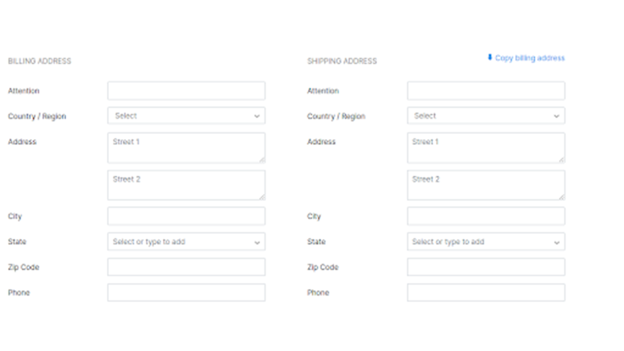 Zoho Inventory and Magento 2 Connector - zoho new customer billing address